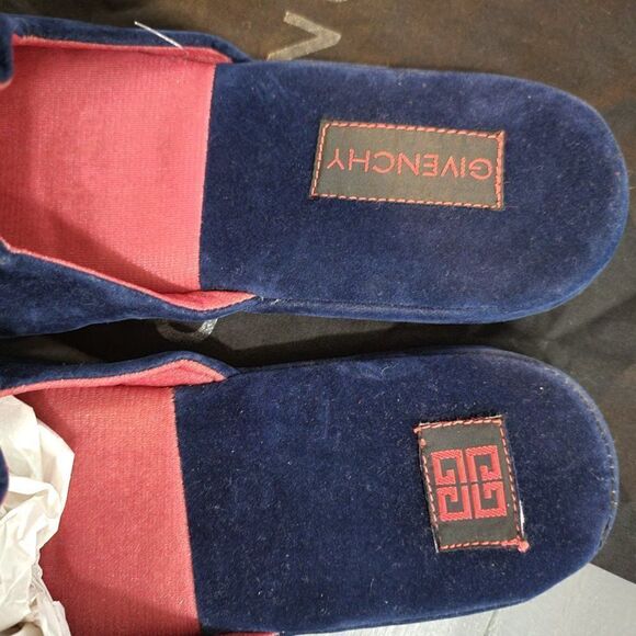 Givenchy Blue Velvet Slip On Closed Toe Flat Mule Clog Slippers size large Givenchy Blue Velvet Slip On Closed Toe Flat Mule Clog  main image 3